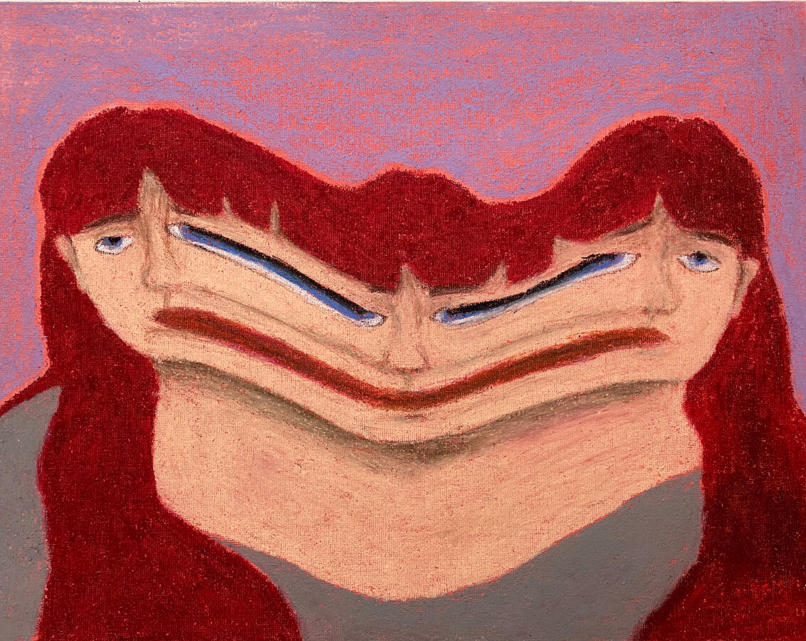 Untitled (self portrait 1), oil pastels, 40 x 30 cm